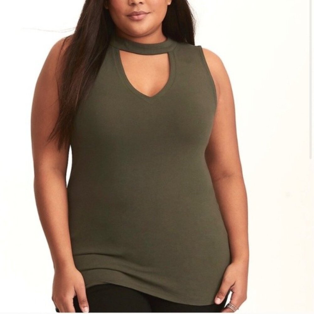 Torrid Foxy Cut Out Tank Top Sleeveless Olive Green Size 3 3X NEW